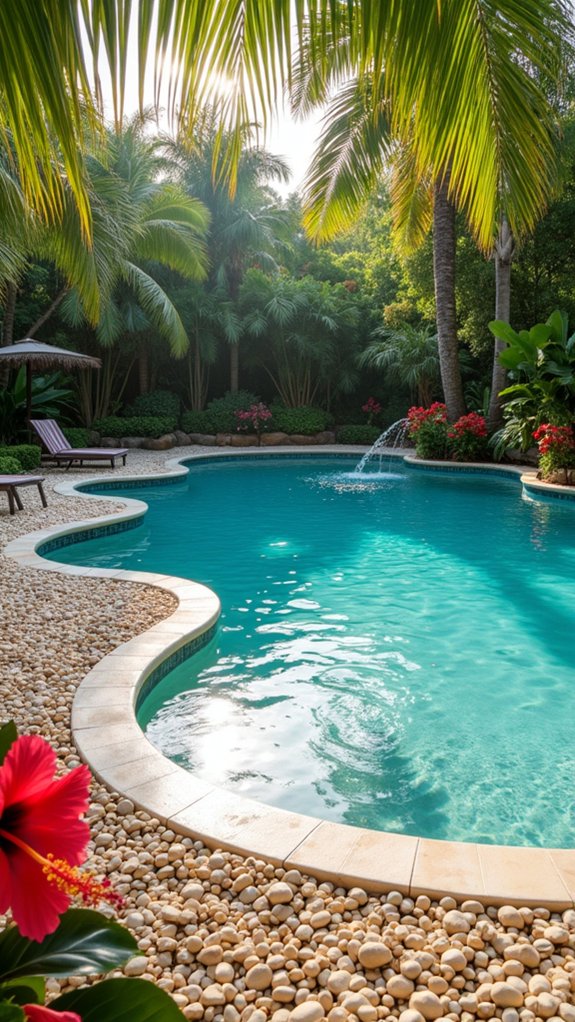 tropical pebble beach ambiance