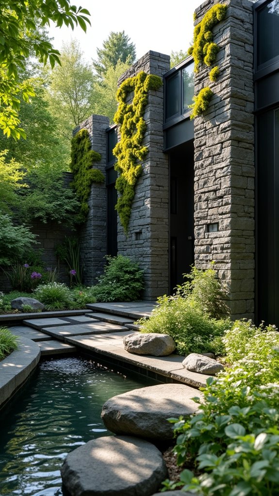 vertical rock wall landscaping
