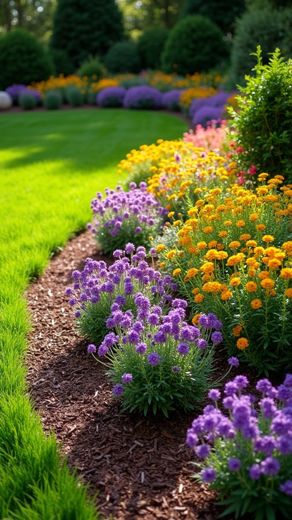 vibrant flower bed border