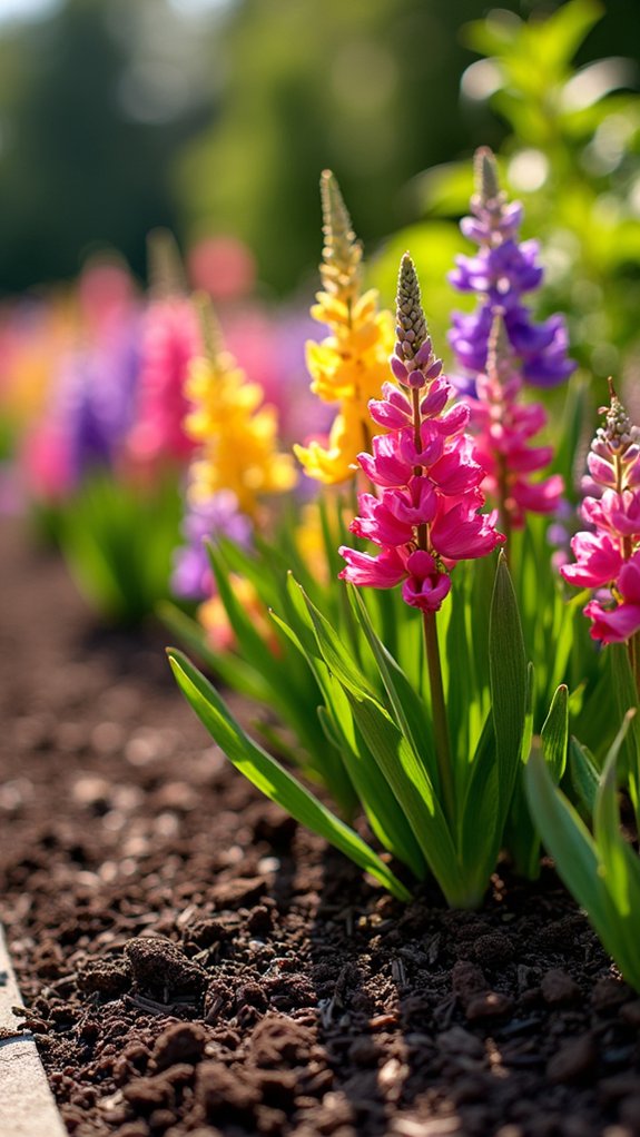 vibrant flower bed borders