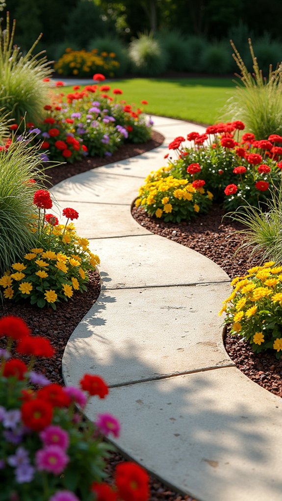 vibrant flower bed borders