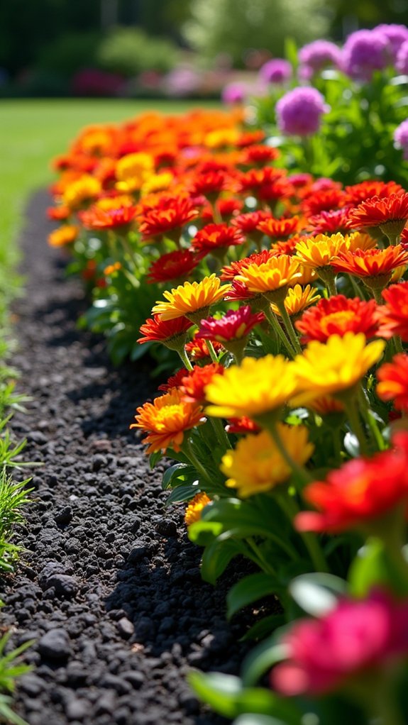 vibrant flower bed maintenance