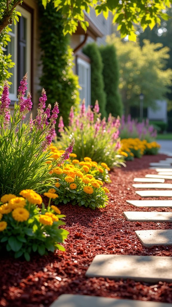vibrant flower beds contrast