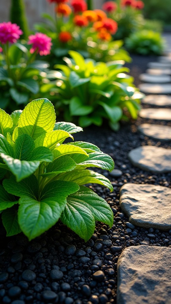 vibrant greenery black mulch