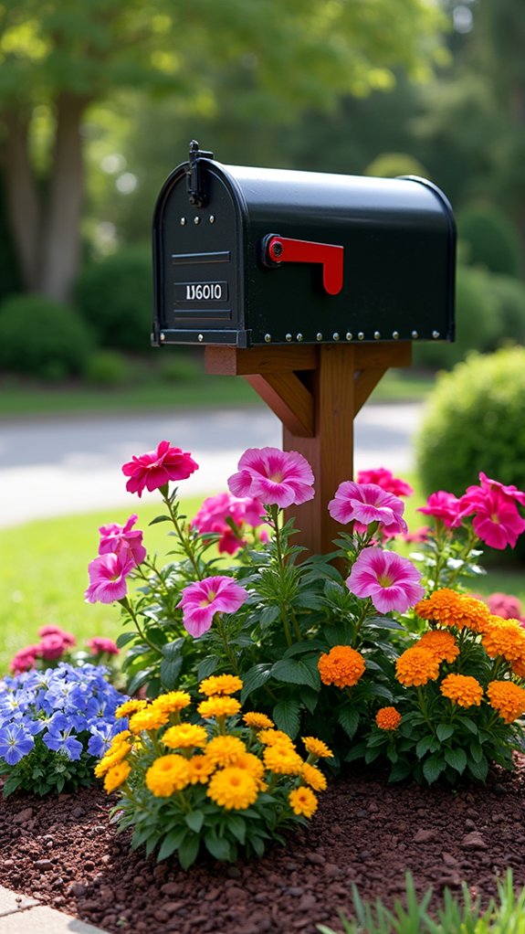 vibrant mailbox flower garden