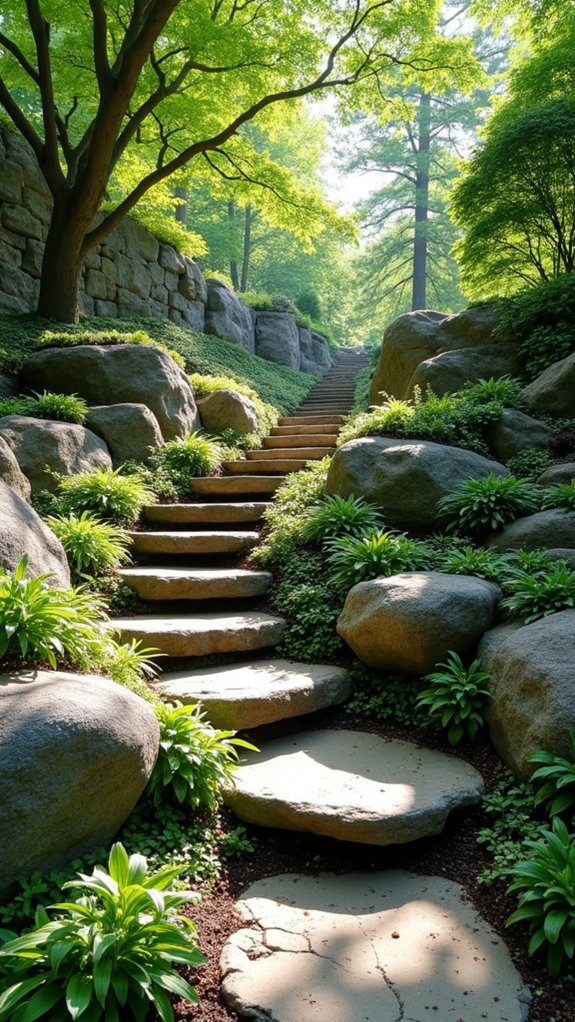 vibrant oasis with boulders