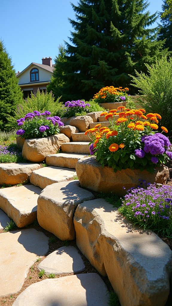 vibrant raised rock garden