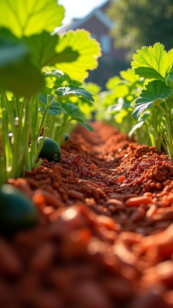 vibrant red mulch border