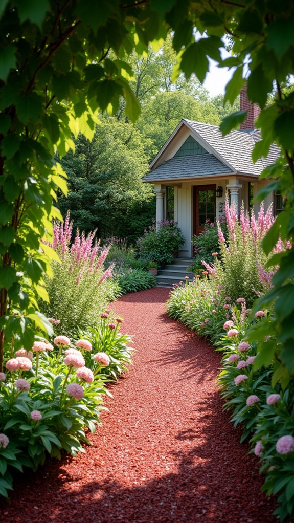 vibrant red mulch contrast