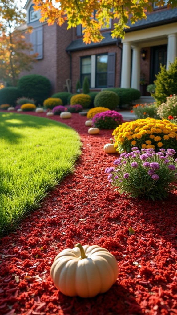 vibrant red mulch enhances displays