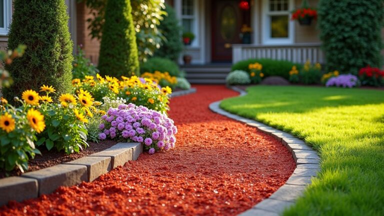 vibrant red mulch landscaping