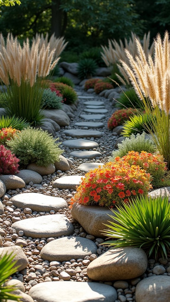 vibrant rock and plant displays