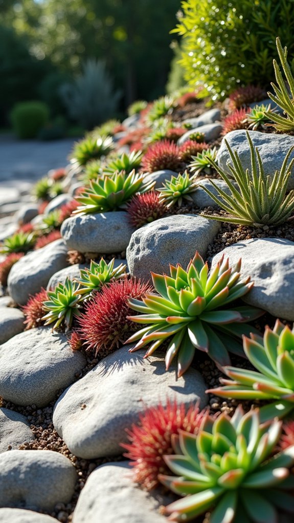vibrant succulent rock garden