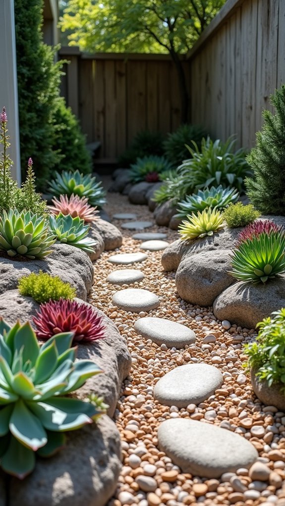 vibrant succulent rockery design