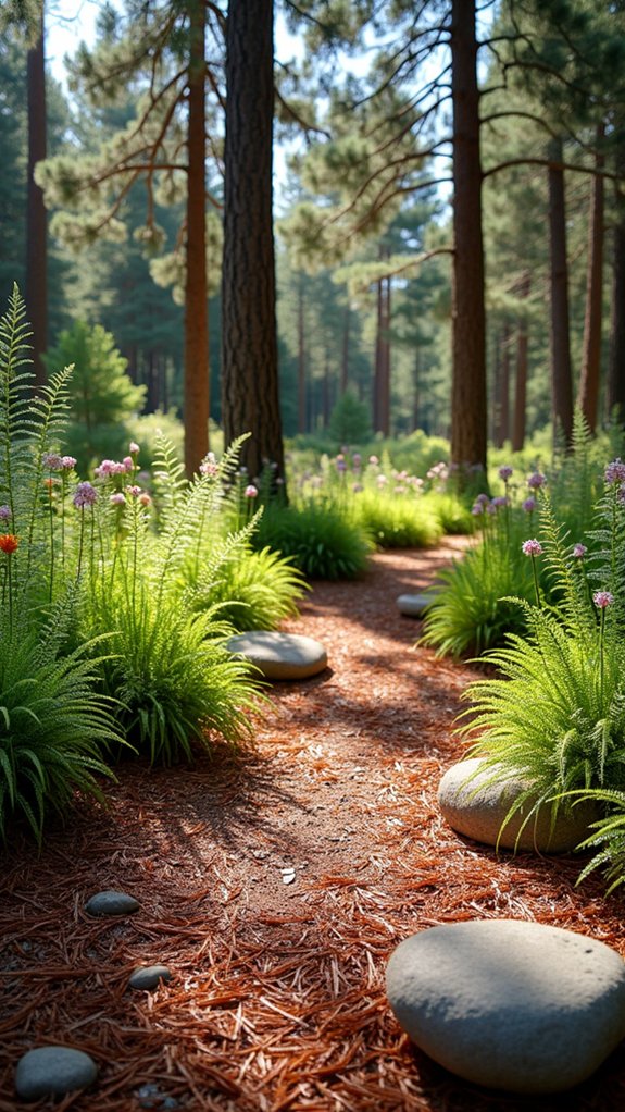 woodland garden with natural elements