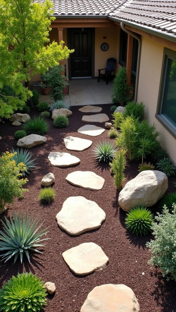 xeriscaping with attractive mulch