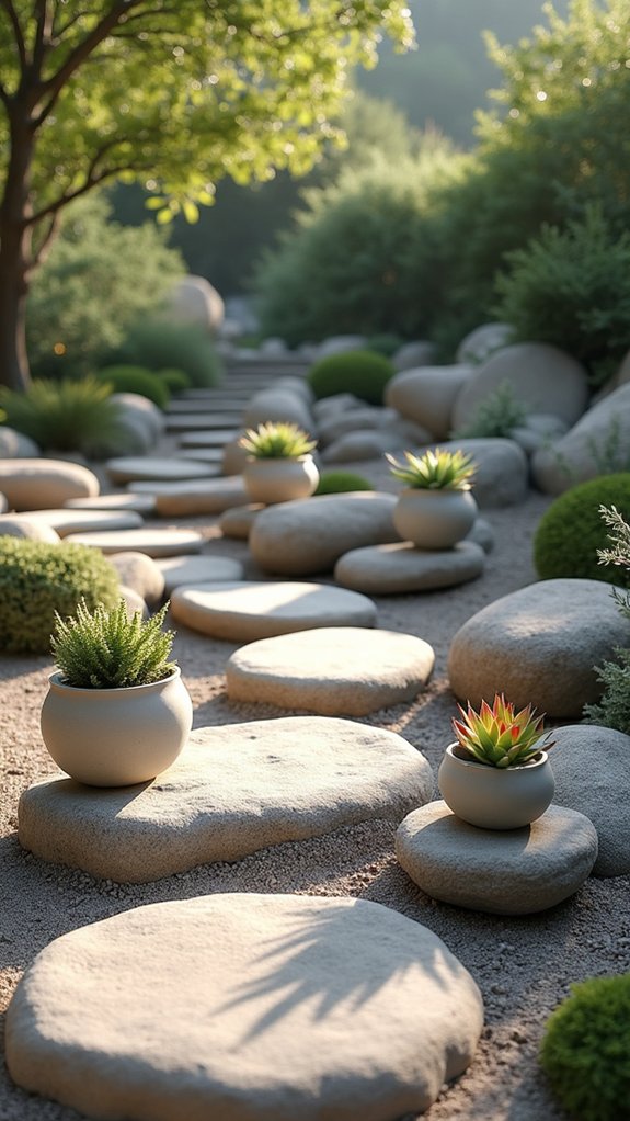 zen garden with rocks