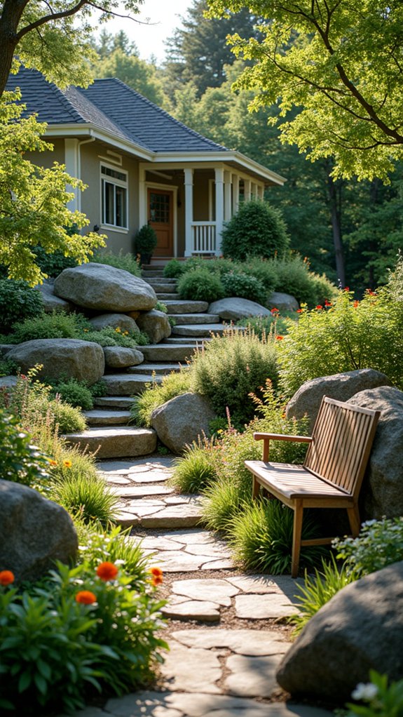 boulder art with native plants