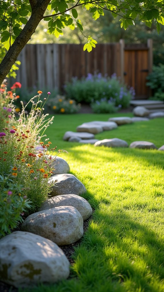 boulder border enhances landscape