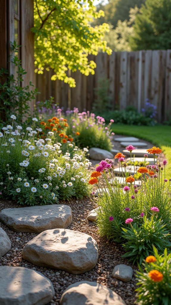 boulder borders enhance flower beds