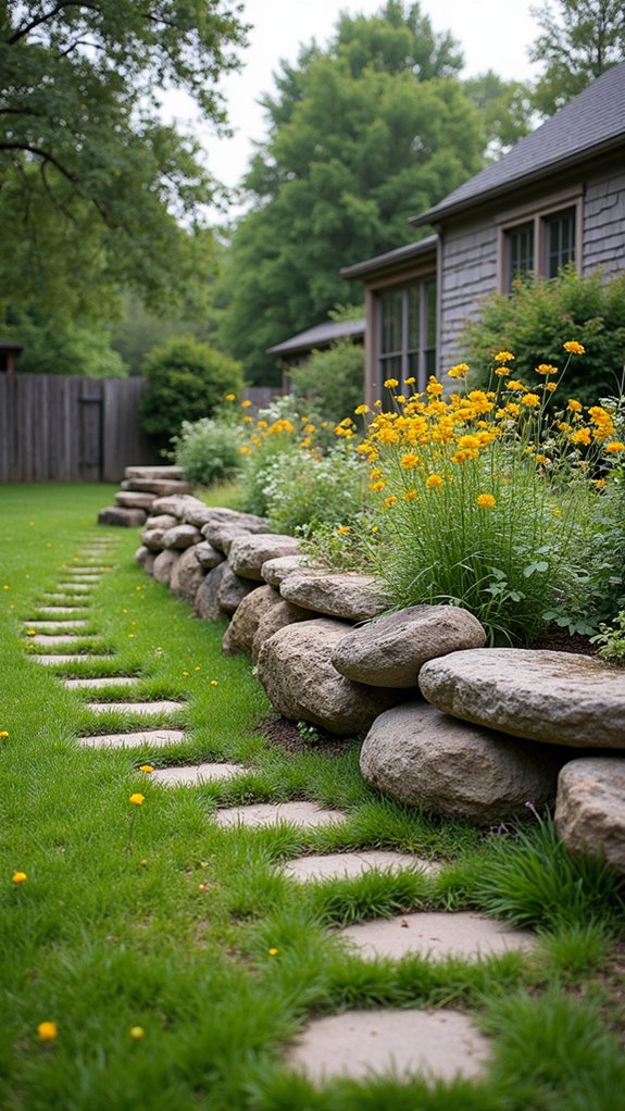 boulder edging enhances gardens