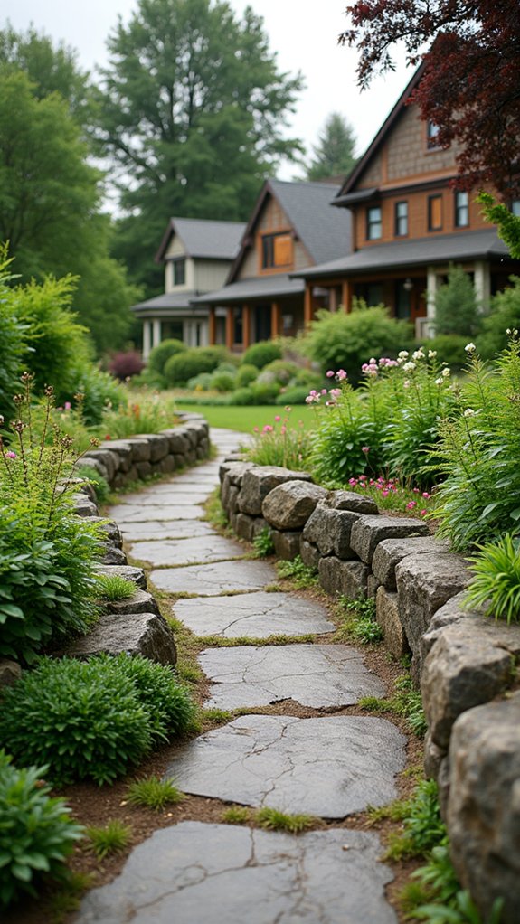 boulder edging enhances pathways