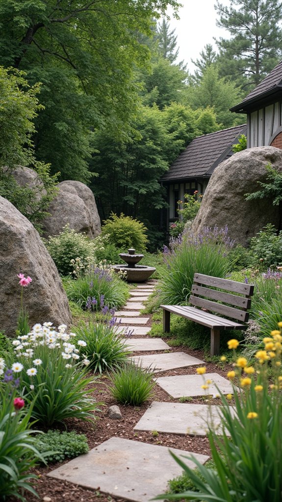 boulder enhanced cottage garden charm