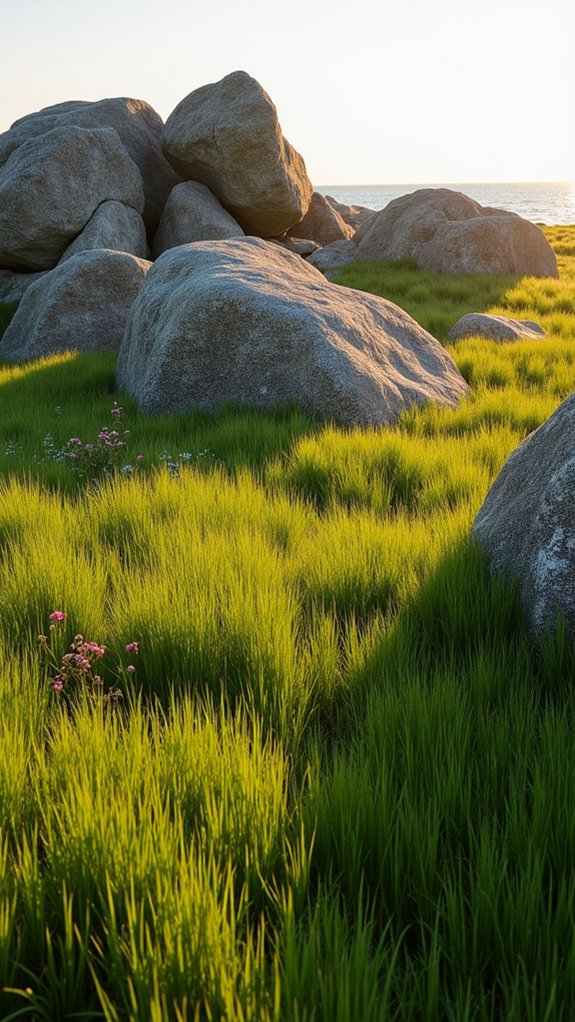 boulder islands in grass