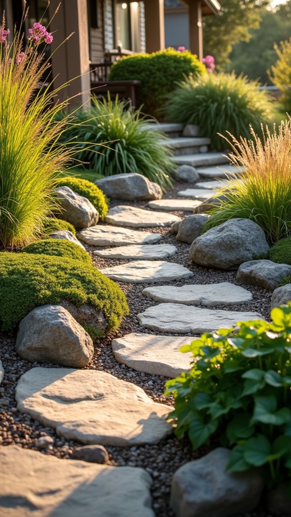 boulder pavers enhance pathways