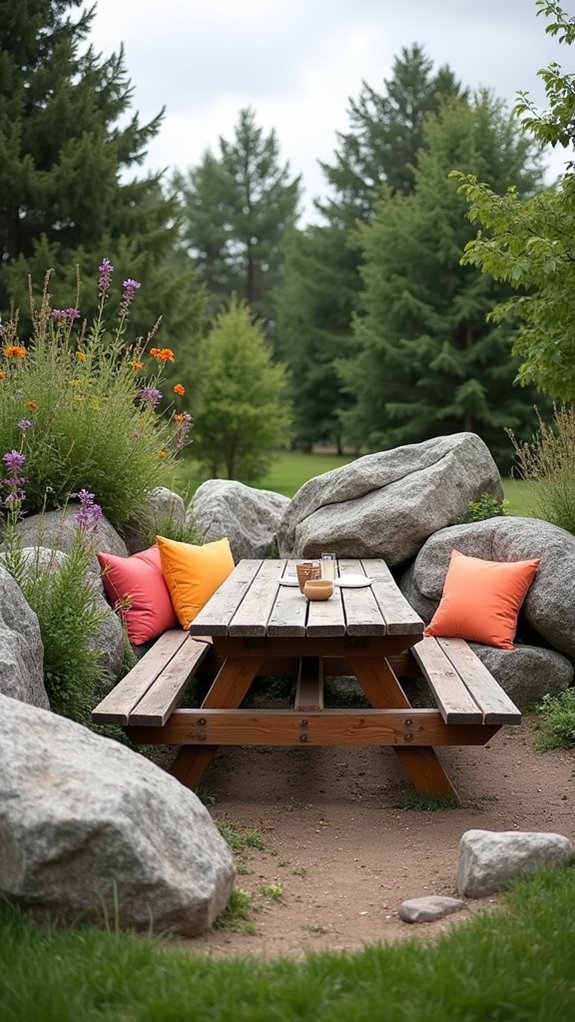 boulder picnic seating arrangement