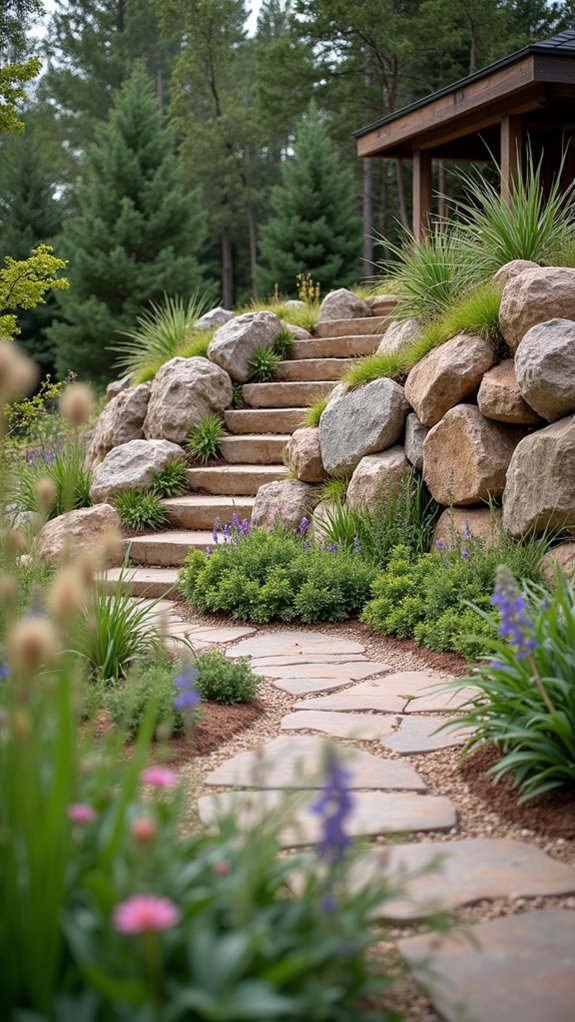 boulder retaining wall beauty