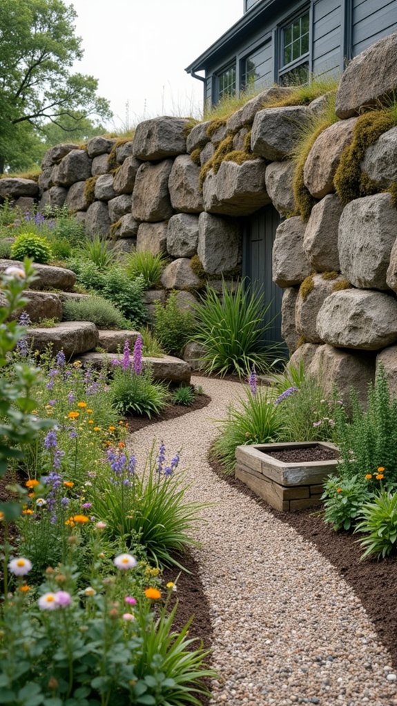 boulder retaining walls beauty