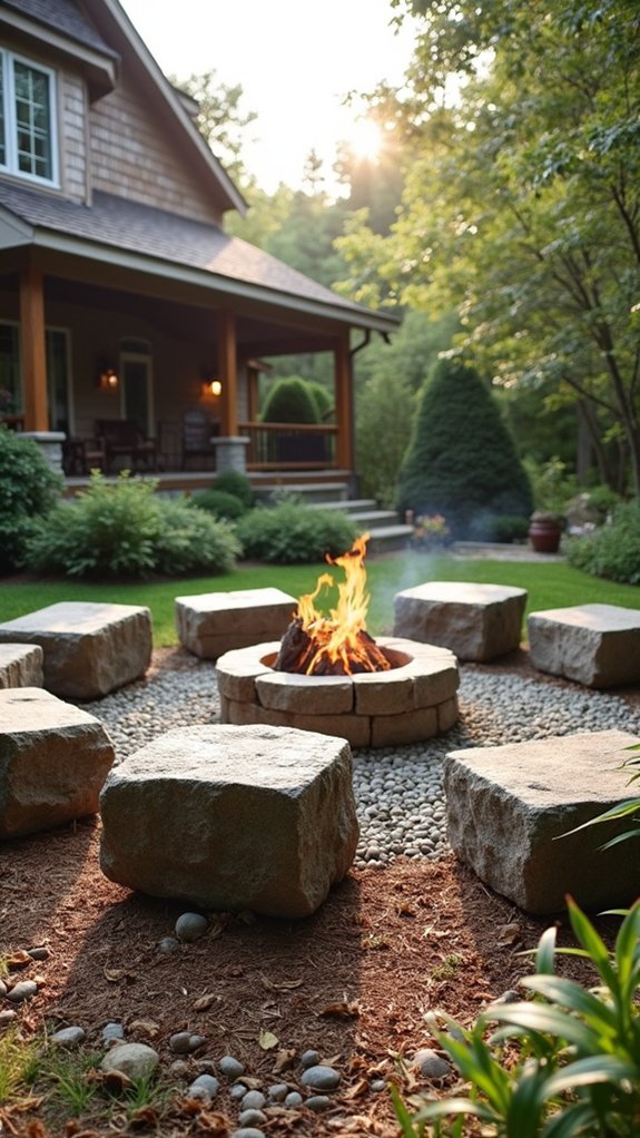 boulder seating fire pit