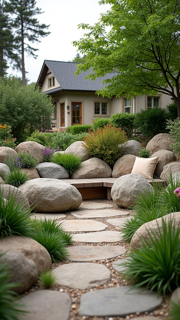 boulder seating outdoor patio