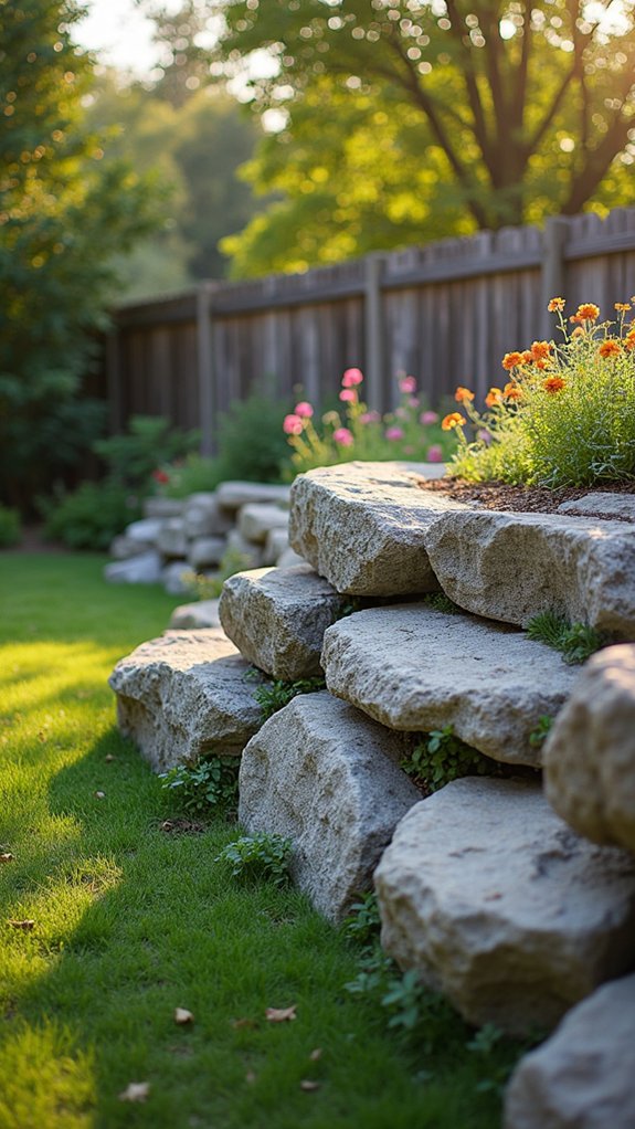 boulder wall enhances landscape