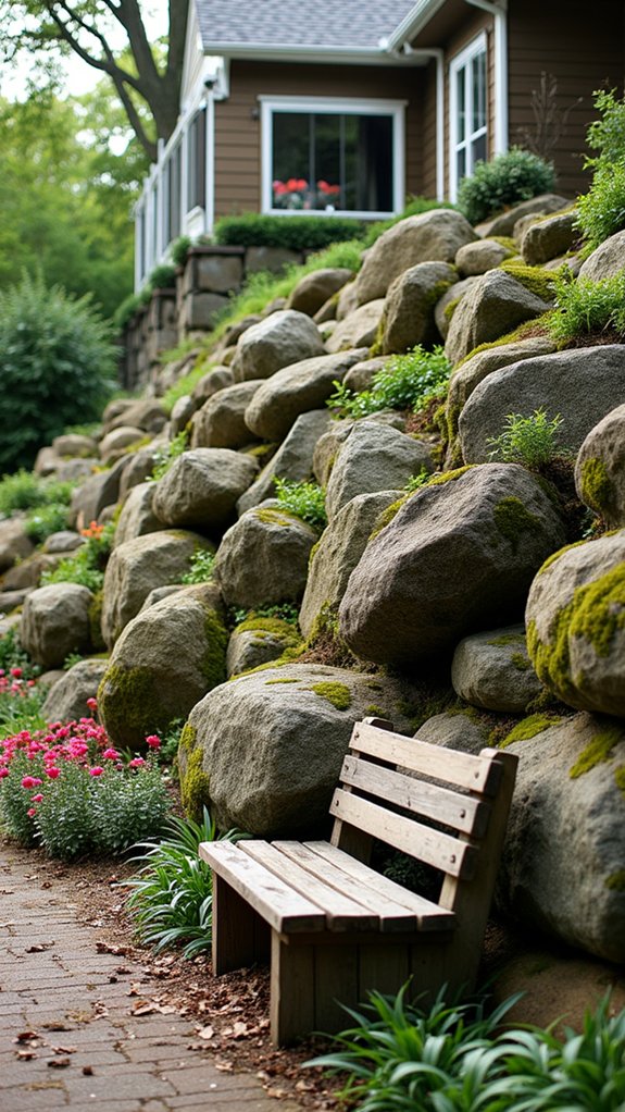boulder wall enhances landscape