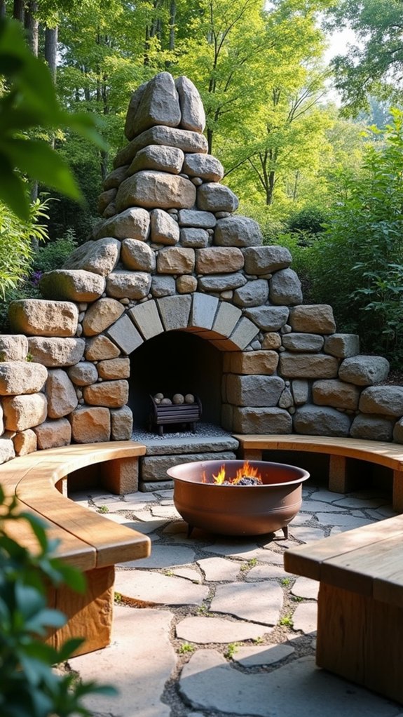boulder wall fire pit gatherings