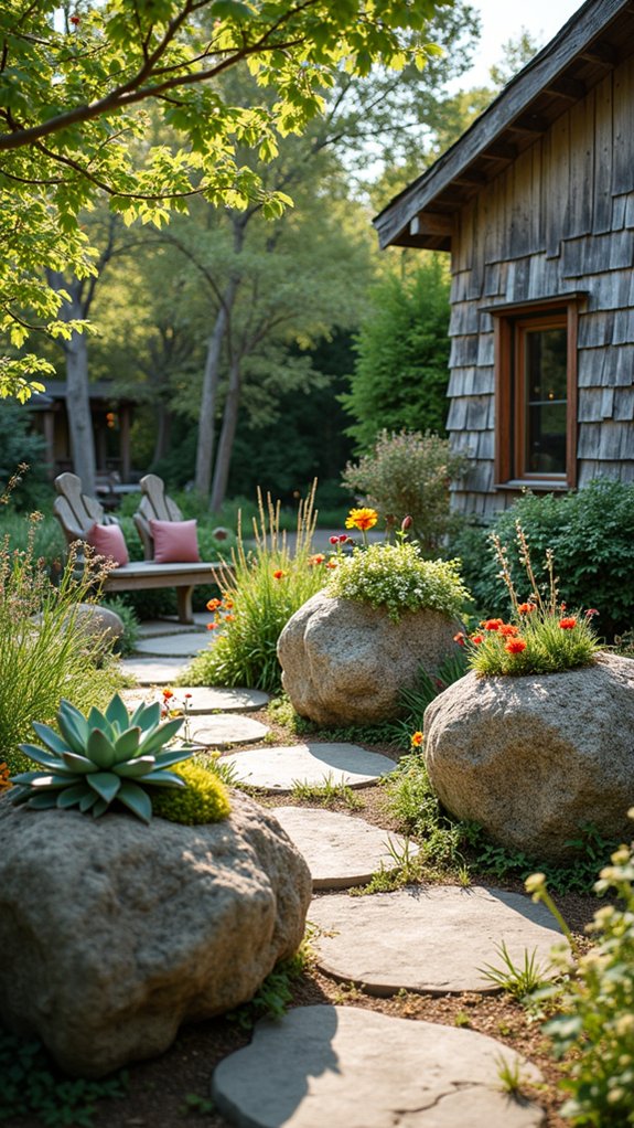 boulders as unique planters