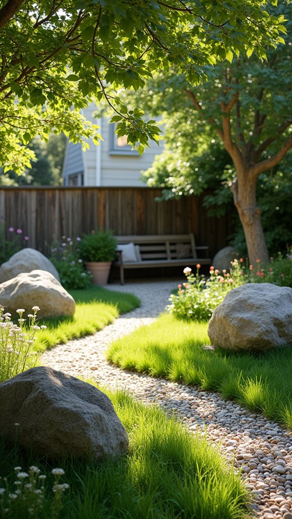 boulders create garden boundaries