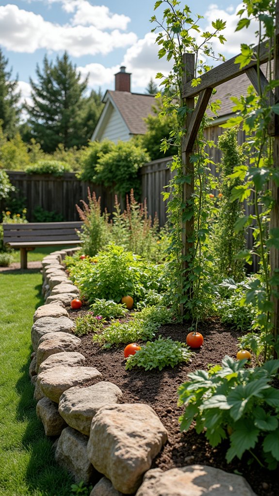 boulders enhance edible gardens
