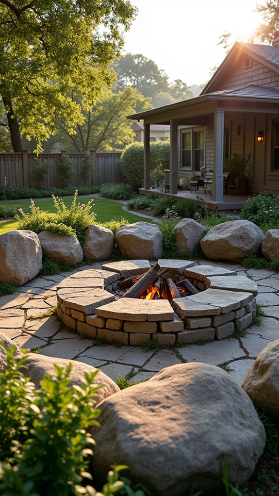 boulders enhance fire pit