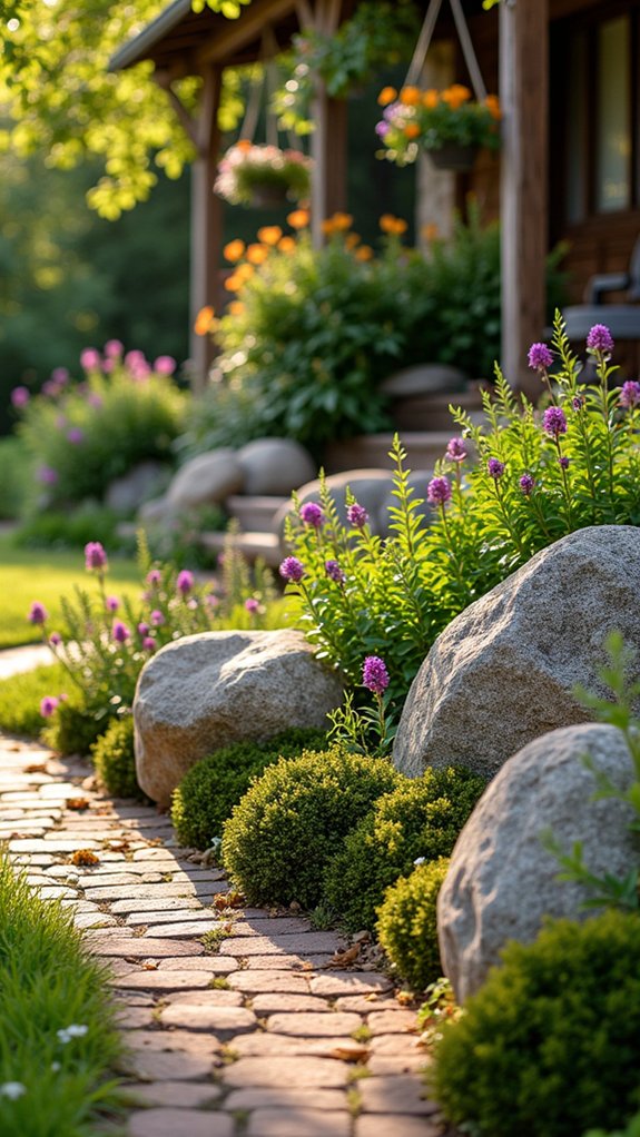 boulders enhance garden design