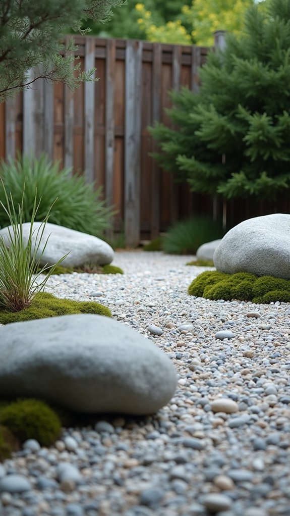 boulders enhance garden tranquility