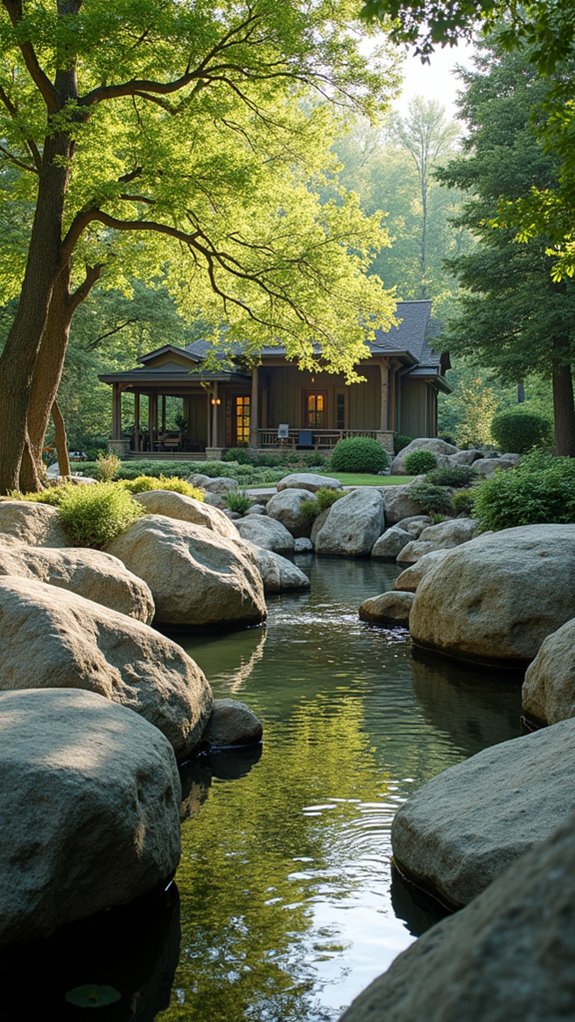 boulders enhance pond aesthetics