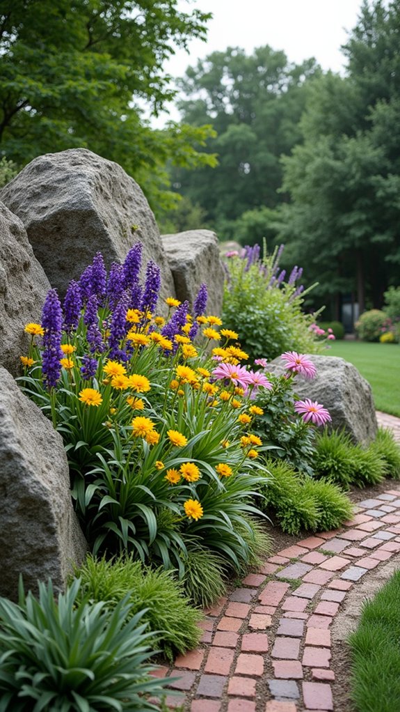 boulders enhance shade gardens