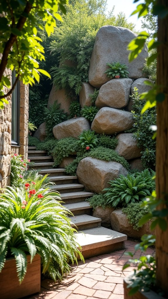 boulders enhance vertical gardens