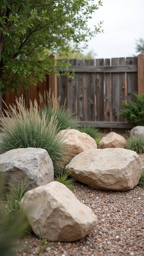 boulders enhance xeriscape sustainability