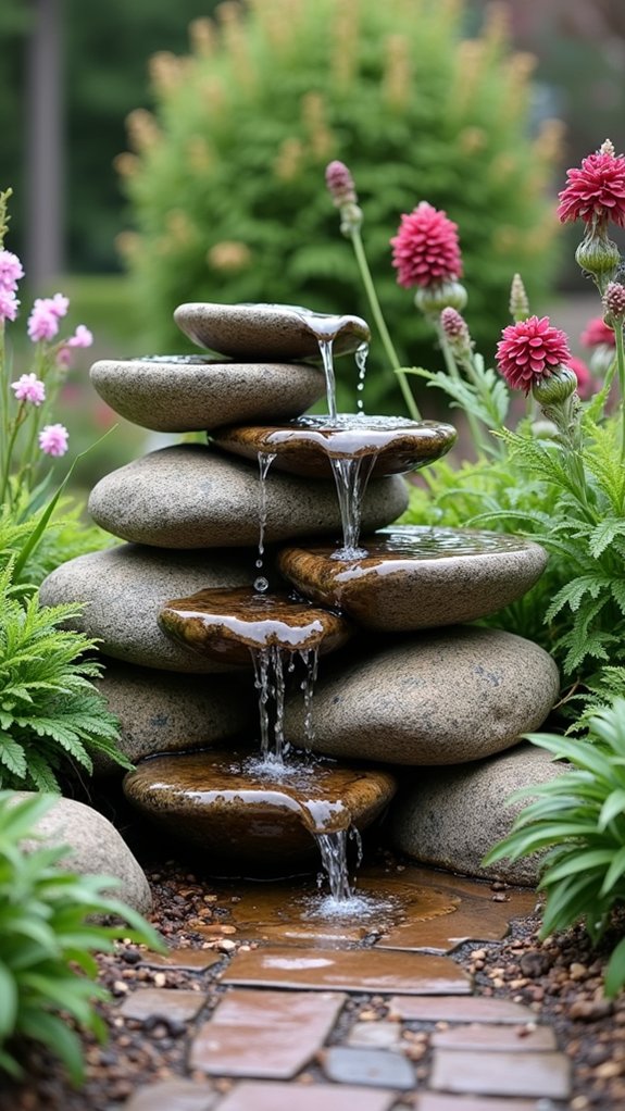 cascading multi tier boulder fountain