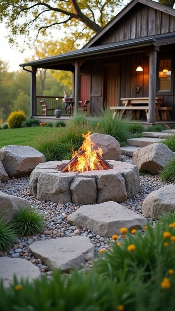 cozy boulder fire pit
