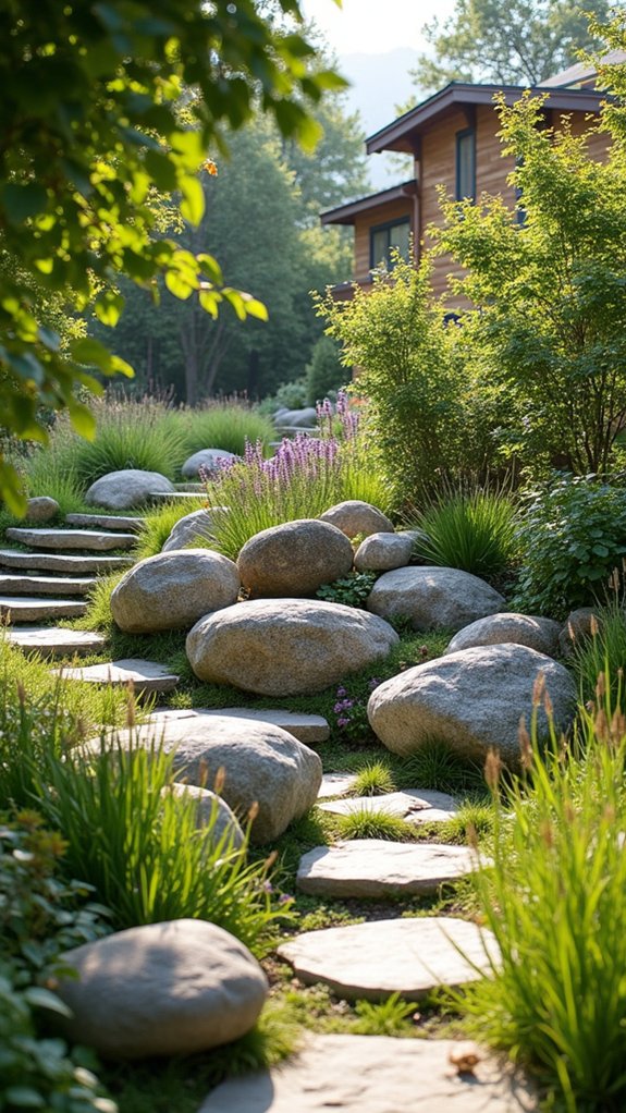cozy boulder seating wall